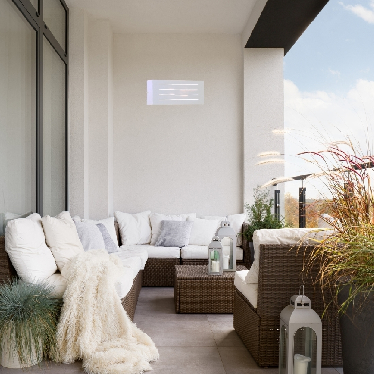 Luminária Arandela Bolt Branco Texturizado Para Lâmpada A60 2xE27 Com Frisos - Ideal Iluminação