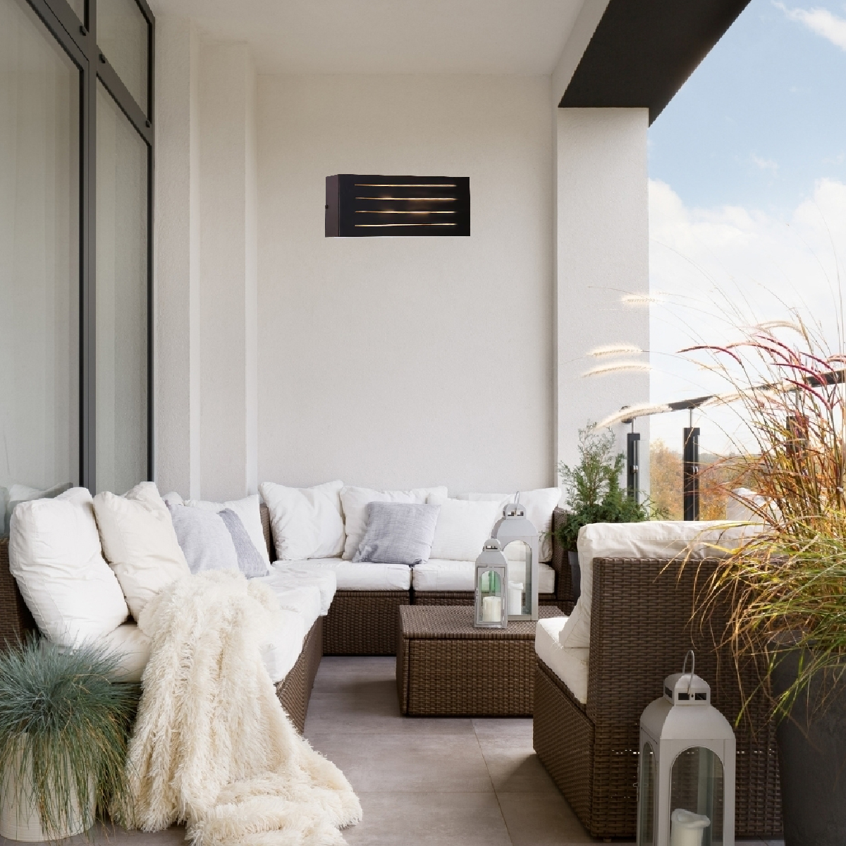 Luminária Arandela Bolt Preto Texturizado Para Lâmpada A60 2XE27 Com Frisos - Ideal Iluminação