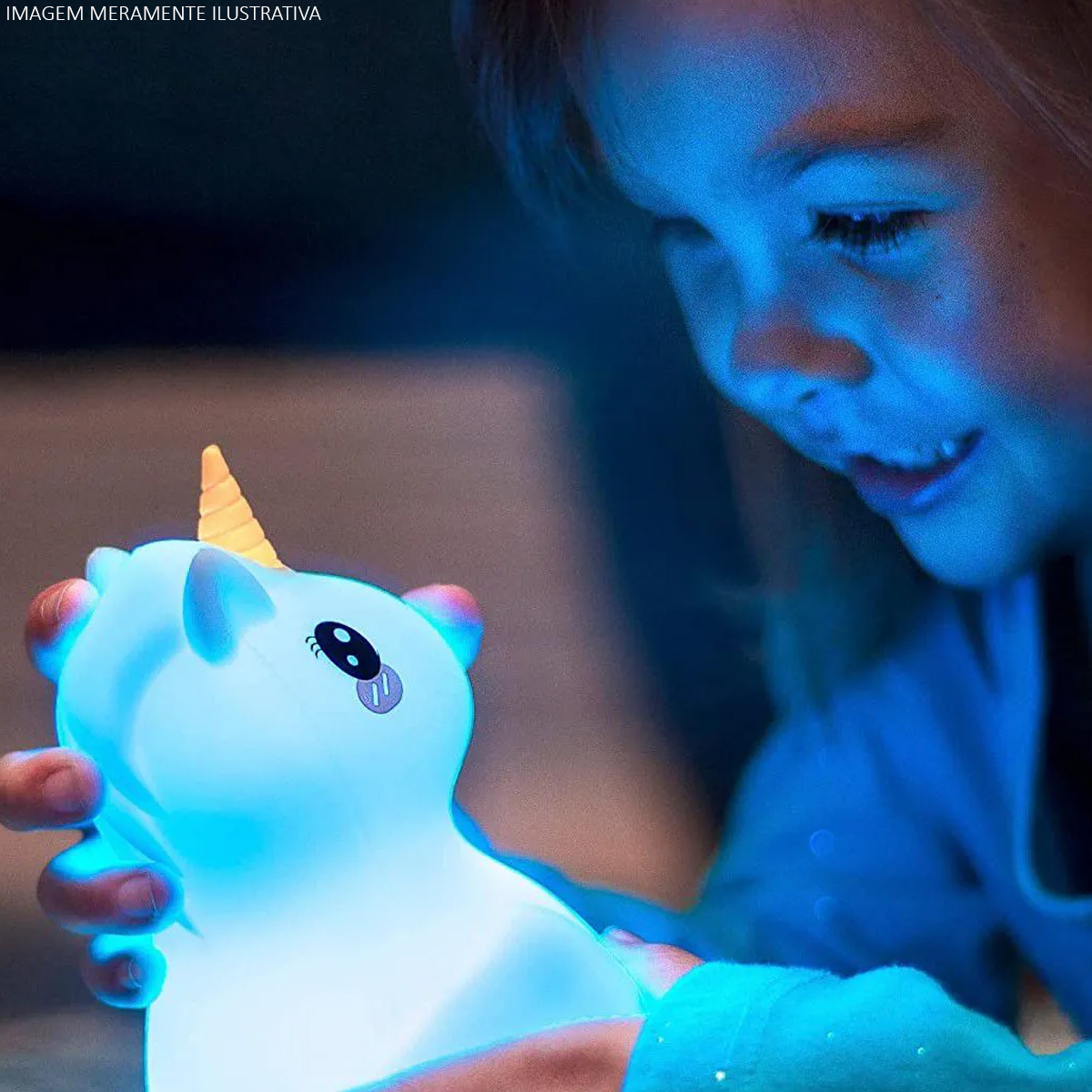 Luminária Abajur LED Unicórnio Grande 9 Cores Entrada USB - Pet Light