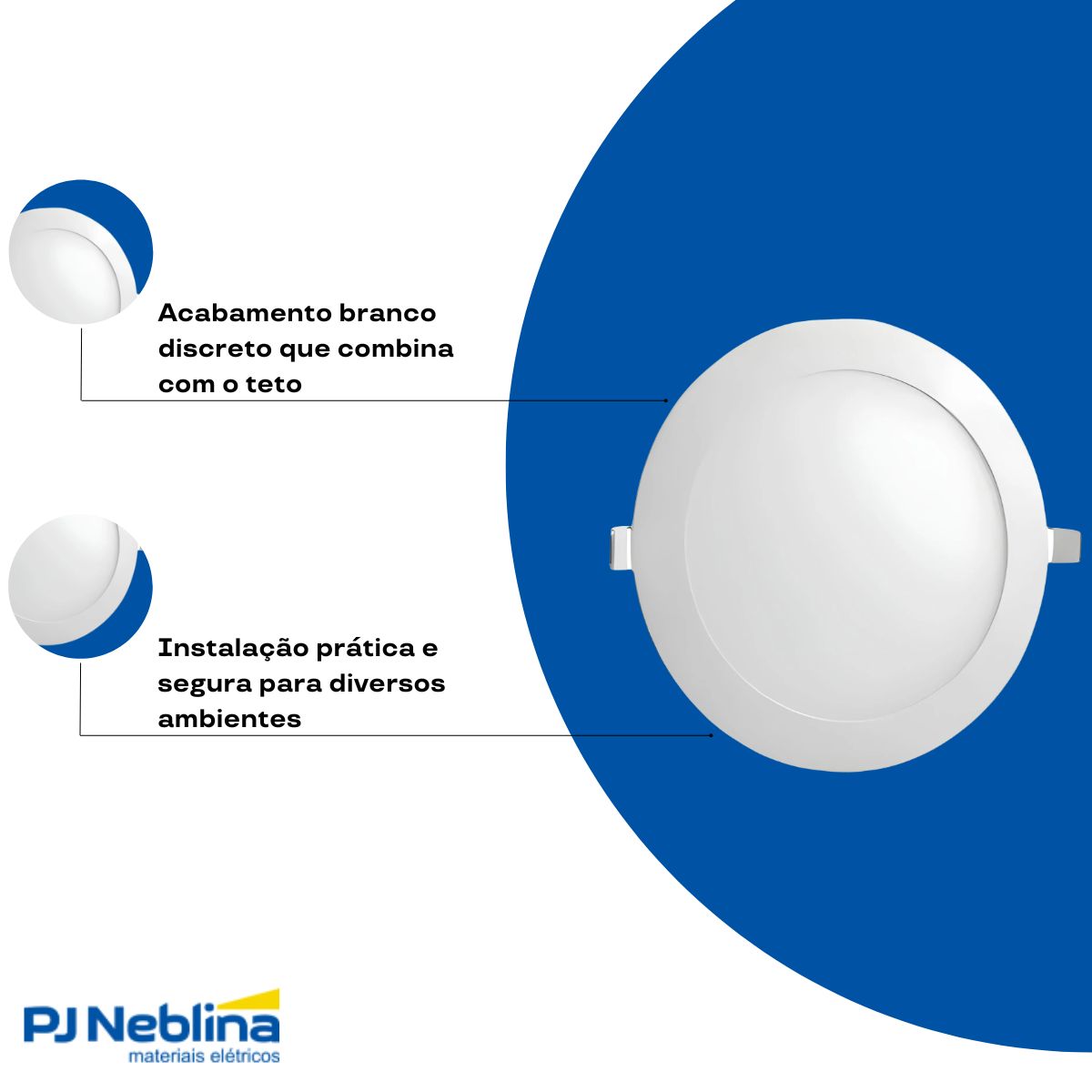 Luminária Painel Led Embutir Redondo Branco 18W Bivolt 3000K Branco Quente 1440Lm Difusor Poliestireno - Bellalux