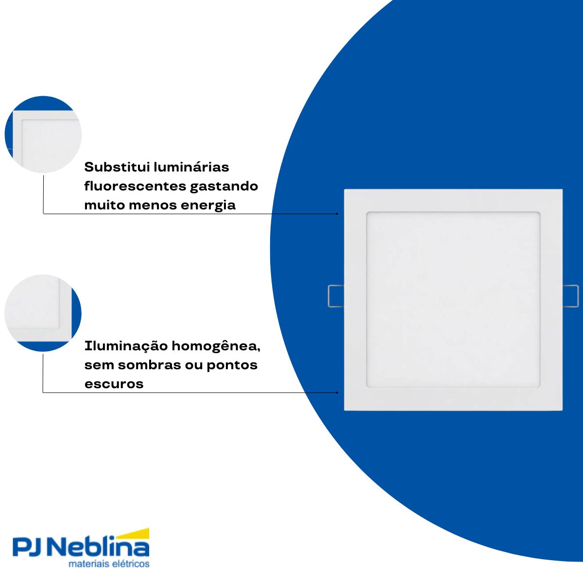 Luminária Painel Led Embutir Quadrado Branco 18W Bivolt 4000K Branco Neutro 1440Lm Difusor Poliestireno - Bellalux