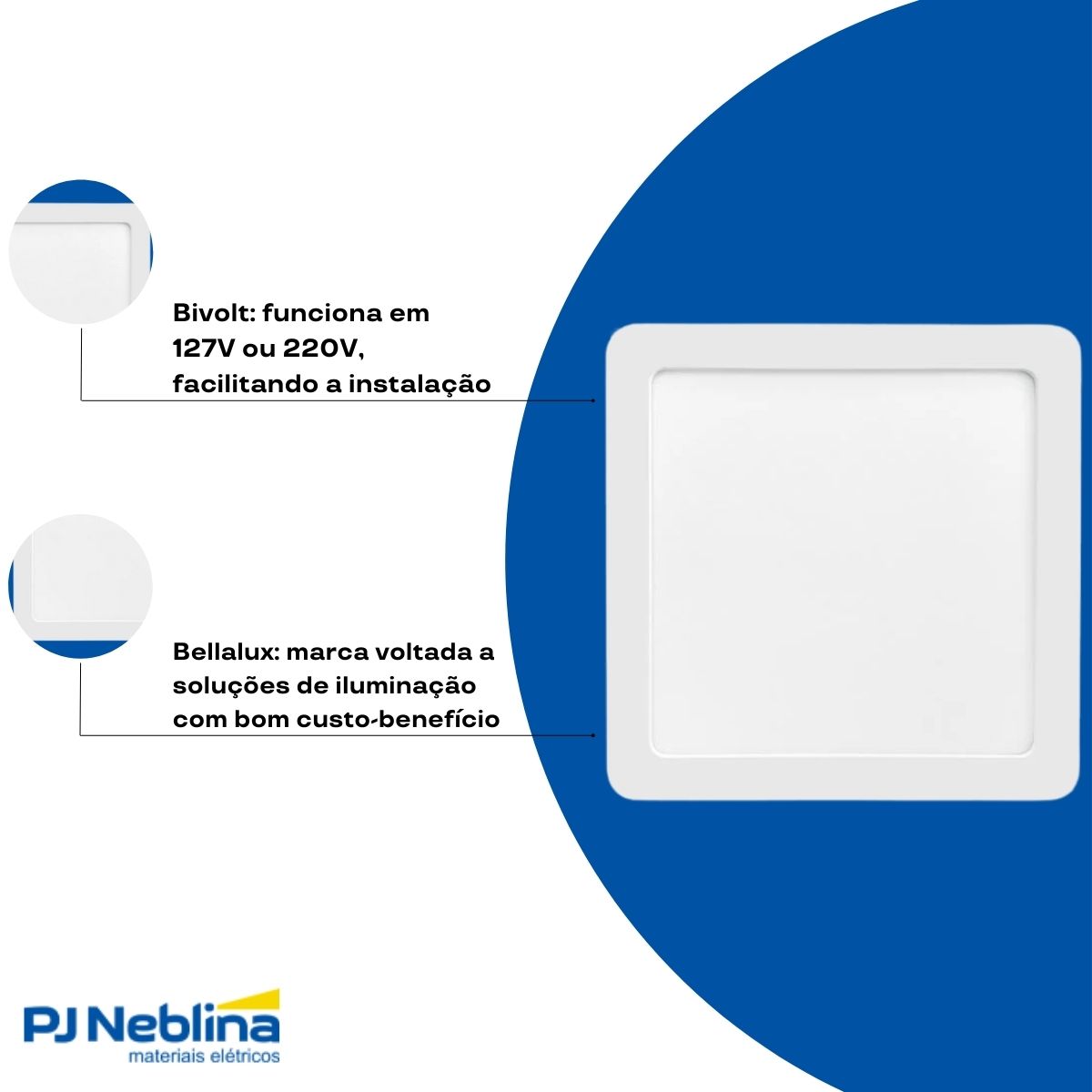 Luminaria Painel Led Embutir Quad Bc 24w Bivolt 6500k Branco