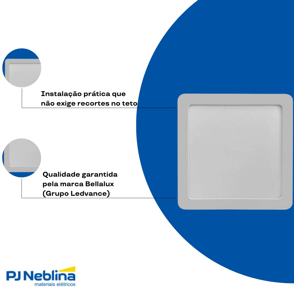 Luminária Plafon Led Sobrepor Quadrado Branco 18W Bivolt 3000K Branco Quente 1440Lm Difusor Poliestireno - Bellalux