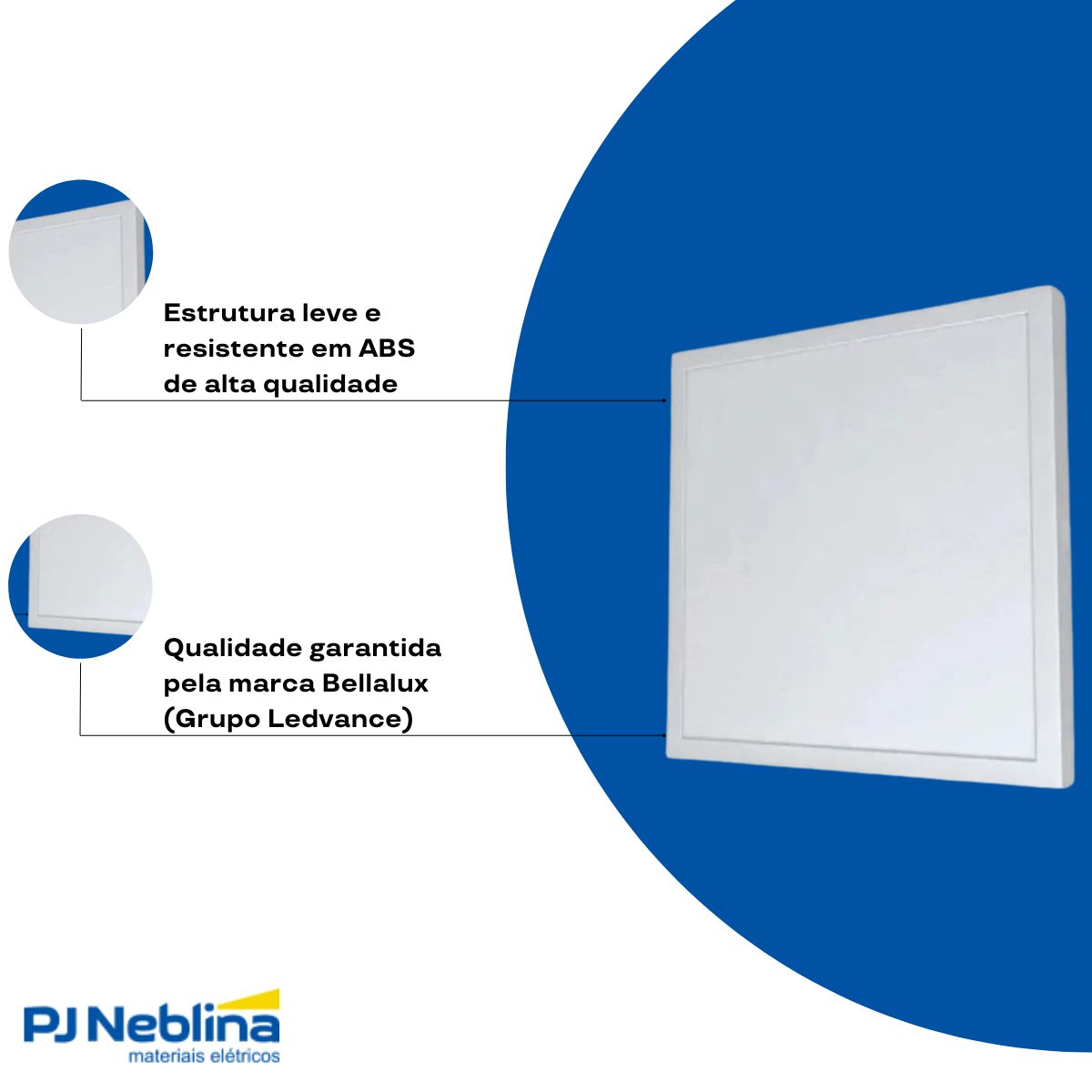 Luminária Plafon Led Sobrepor Quadrado Branco 24W Bivolt 4000K Branco Neutro 1920Lm Difusor Poliestireno - Bellalux