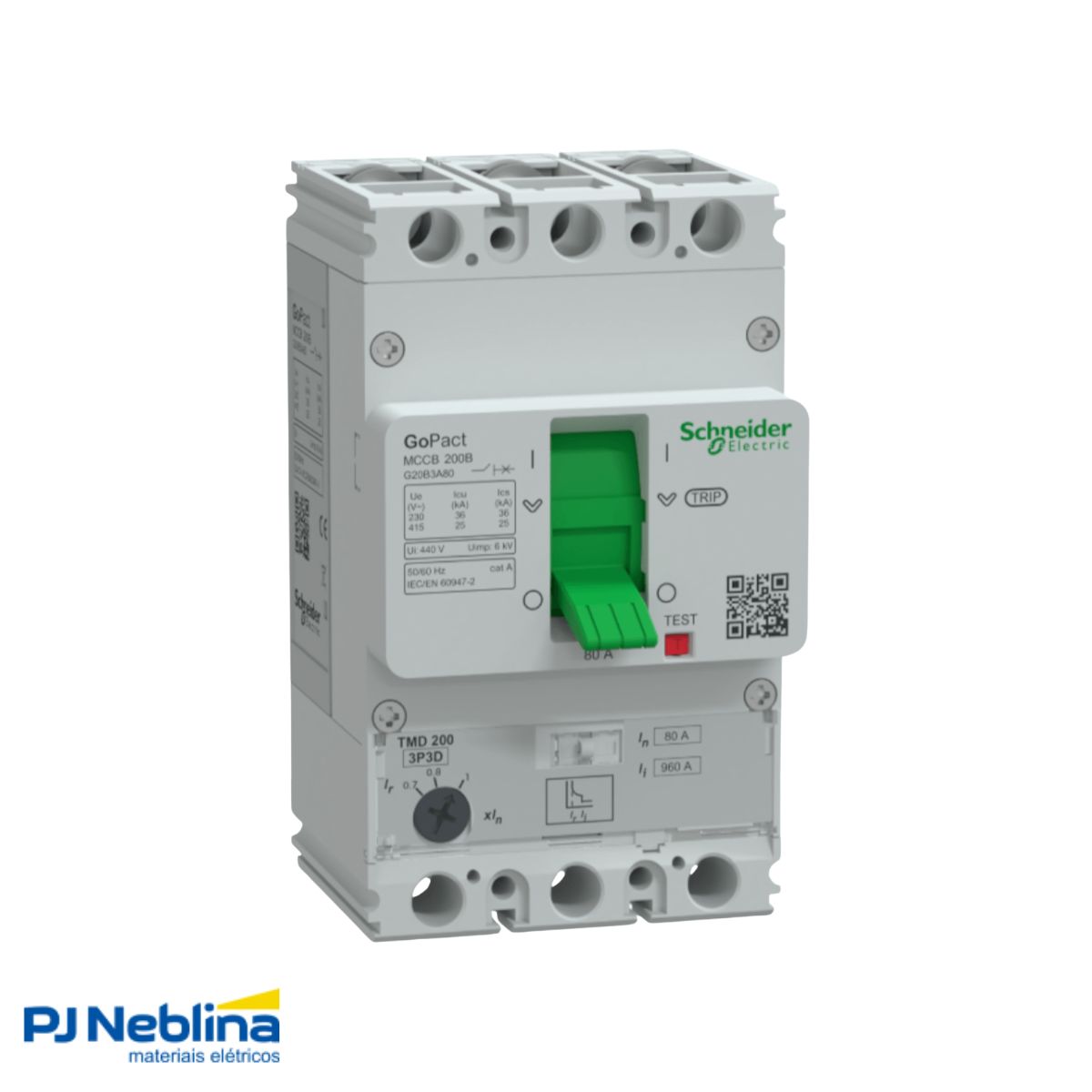 Disjuntor Caixa Moldada Tripolar 56-80A 25Ka 380/415V 50/60Hz - Schneider