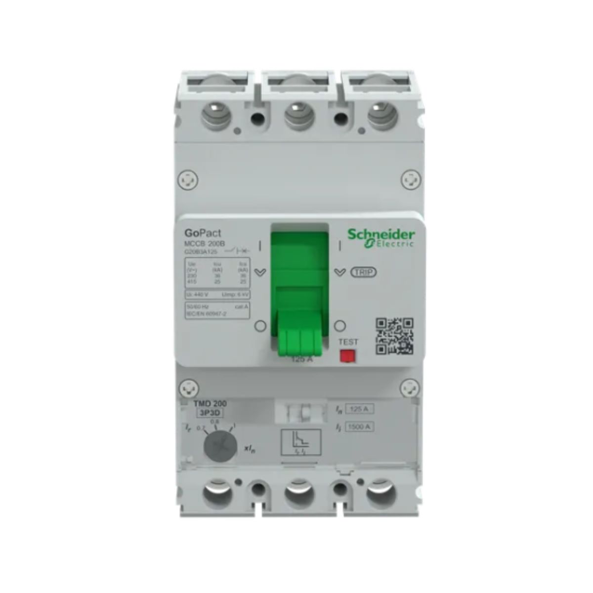 Disjuntor Caixa Moldada Tripolar 87,5-125A 25Ka 380/415V 50/60Hz G20B3A125 - Schneider