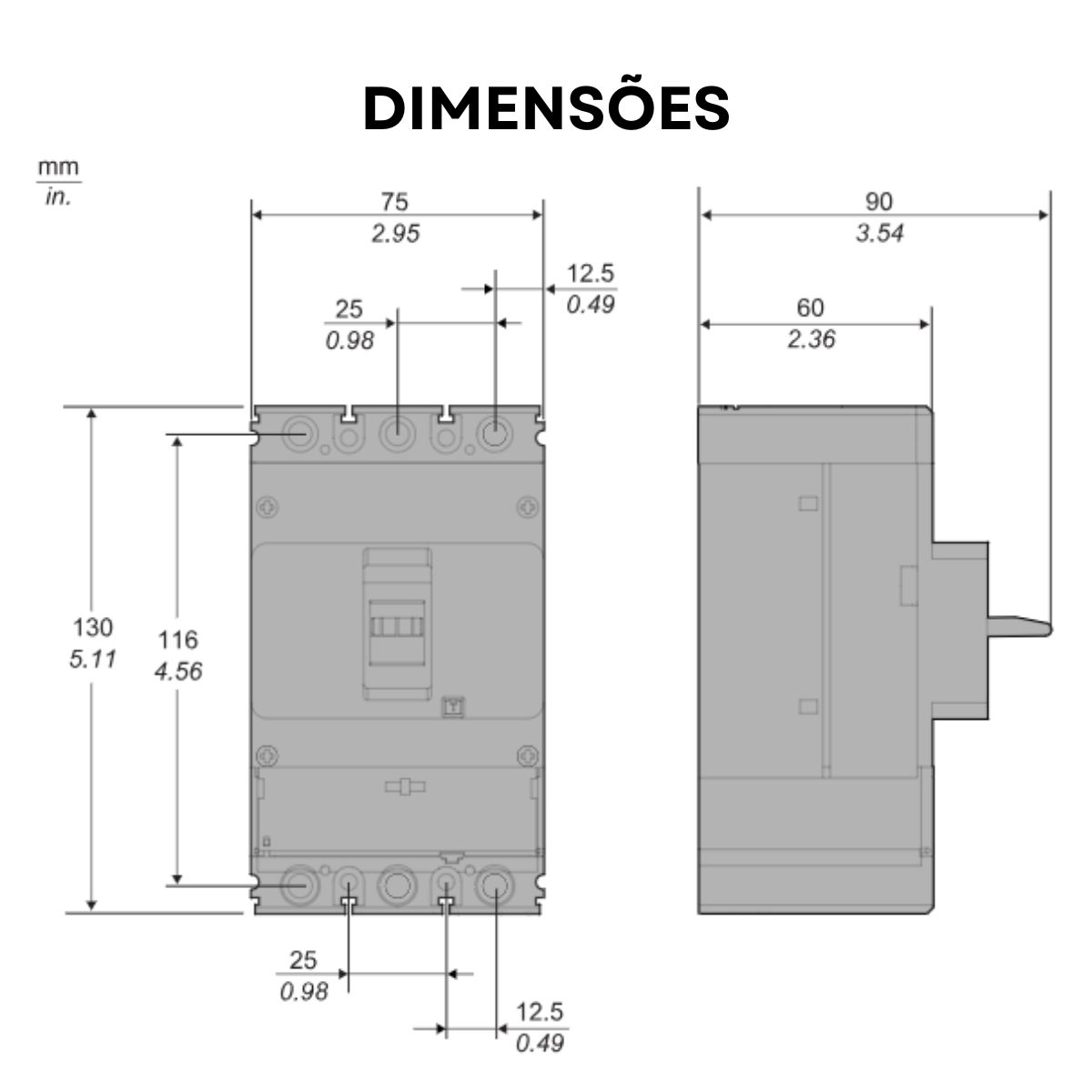 Disjuntor Caixa Moldada Tripolar 87,5-125A 25Ka 380/415V 50/60Hz G20B3A125 - Schneider