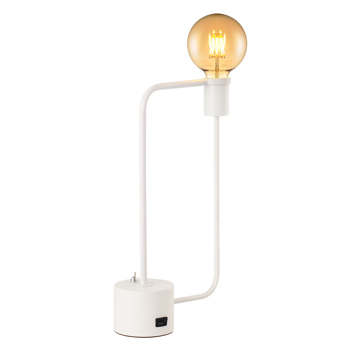 Luminária De Mesa Aramis Branco Fosco E27 Bivolt Com Entrada Usb IP20 - Avant