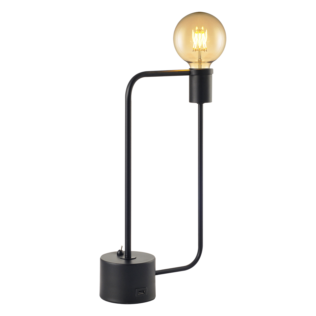 Luminária Mesa Aramis Preto Fosco E27 Bivolt Com Entrada Usb - Avant