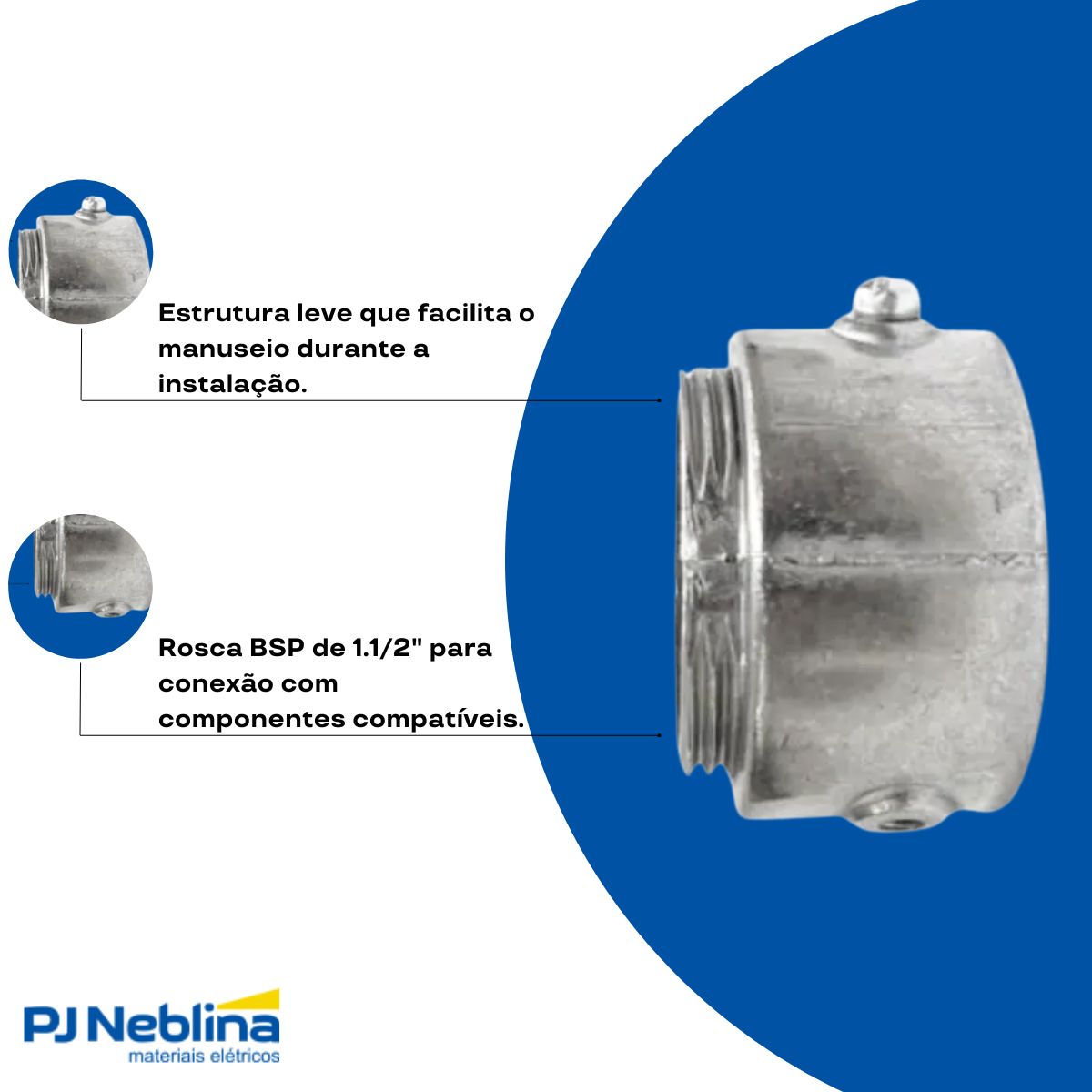 Unidut Múltiplo P/Eletroduto 1.1/2 Alumínio Fix Parafuso Bsp - Wale