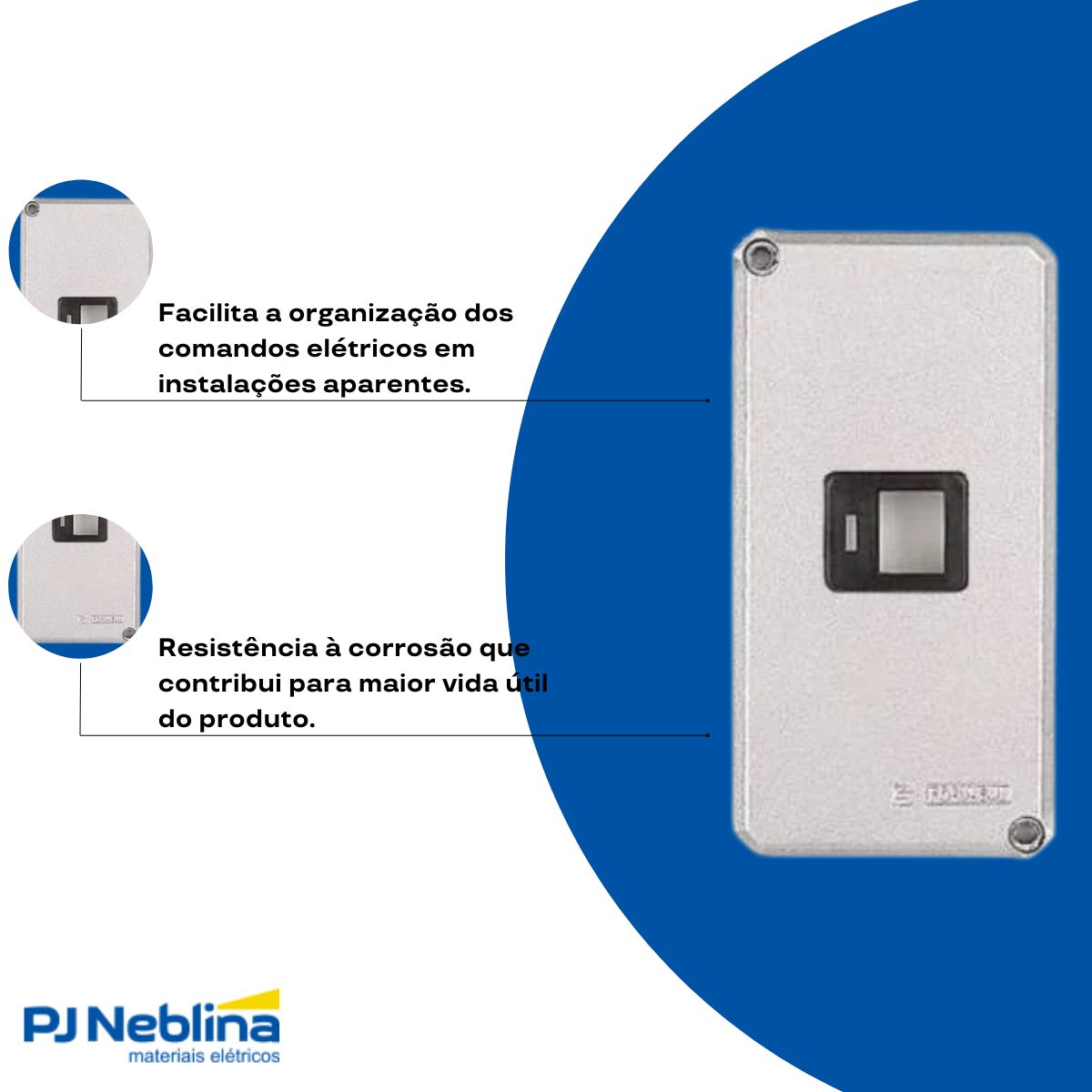 Tampa Condulete 1 Tom Rj45 Alumínio 1Pol S/Pintura S/Vedação - Wale