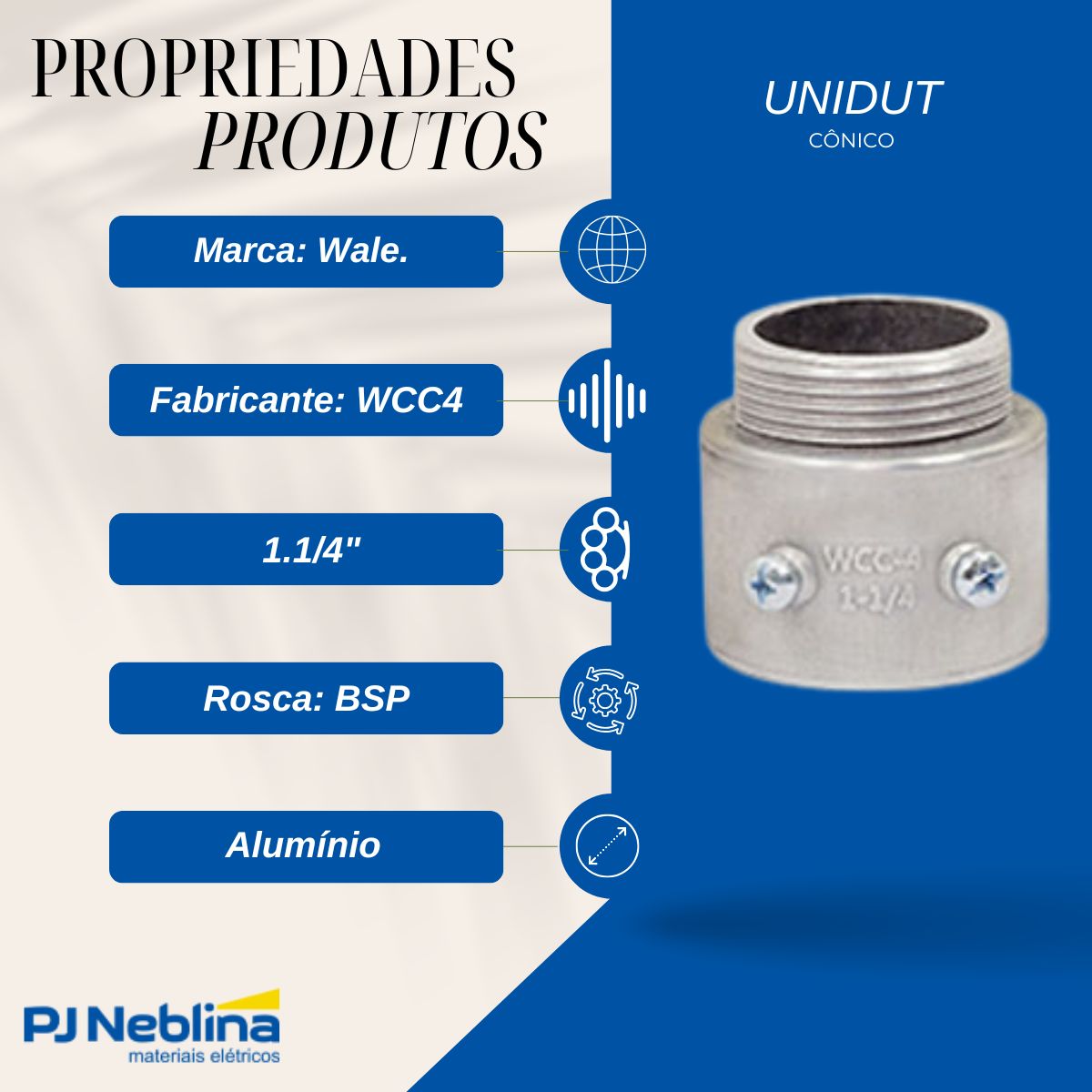 Unidut Cônico P/Eletroduto 1.1/4 Bsp - Wale