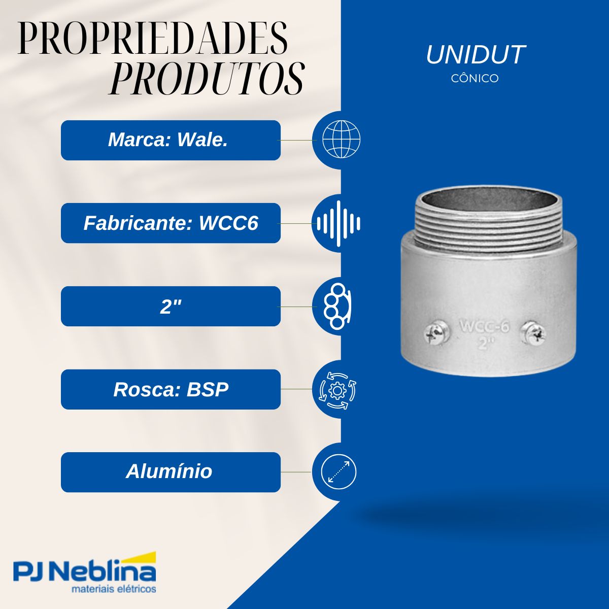 Unidut Cônico P/Eletroduto 2Pol Bsp - Wale