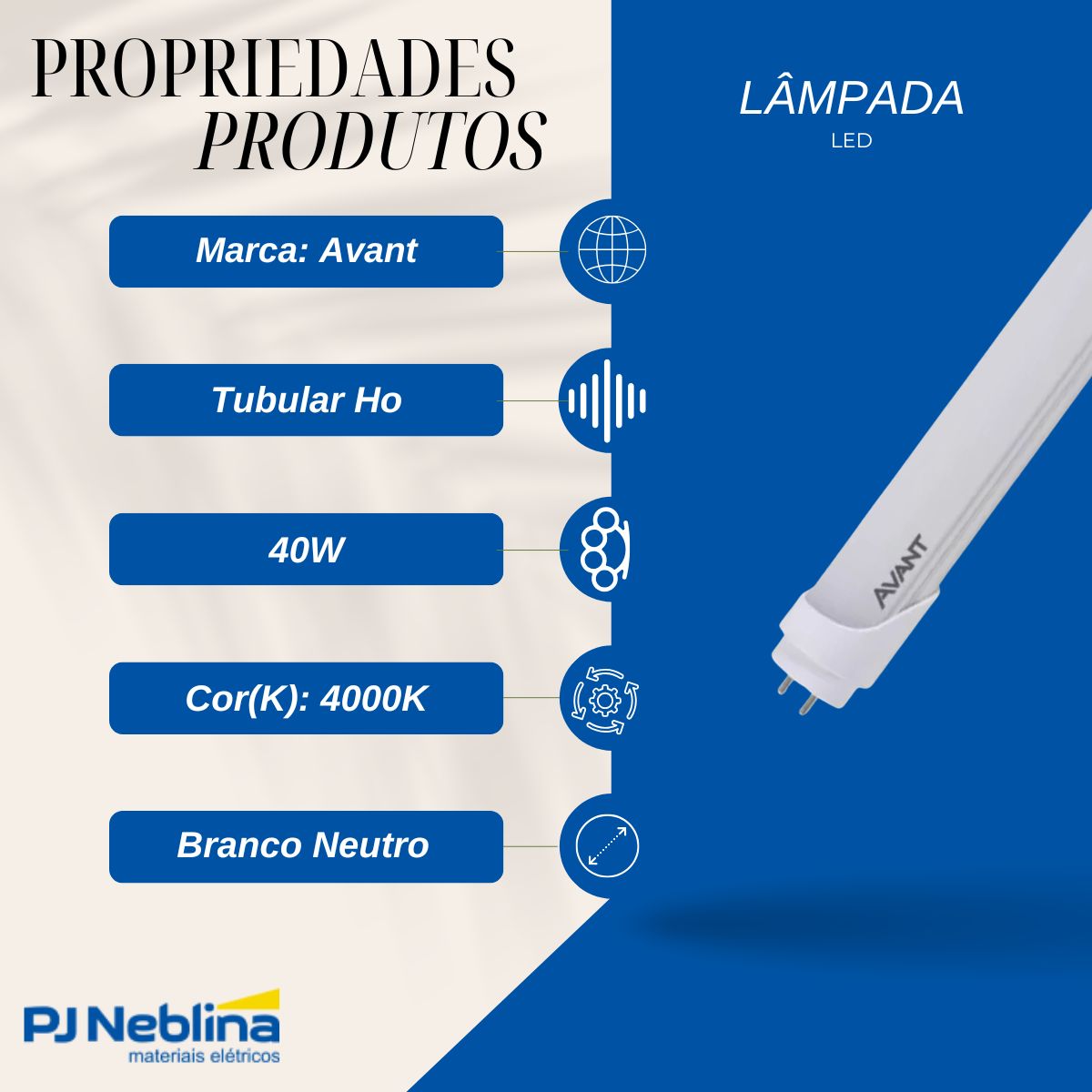 Lampada Led Tubular Ho T8 40w Bivolt G13 4000k Branco Neutro