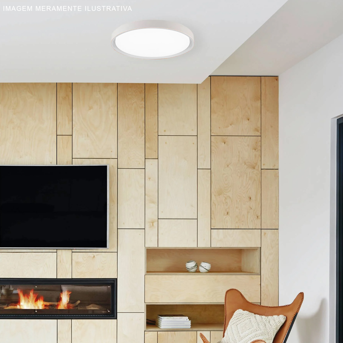 Luminária Plafon Led Sobrepor Montana Branco 48/96W Bivolt Luz Amarela/Branca 3000/6000K 3840Lm - Hevvy