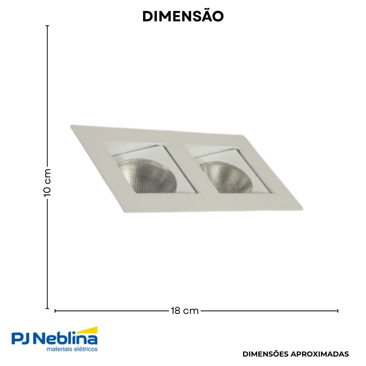 Luminária Spot Embutir Quadrado Branco P/Lâmpada Par20 50W 2Xe27 Bivolt Foco Direcionável/Recuado - Golight
