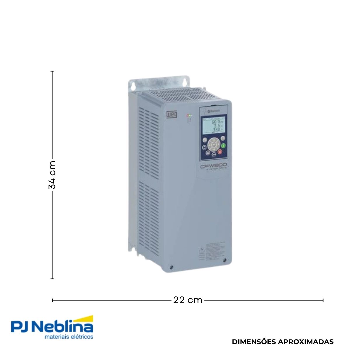 Inversor Frequência Trifásico 380-480V 50/60Hz 33A 18,5Kw C/Filtro - Weg