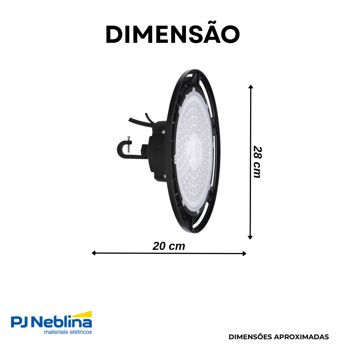 Luminária Industrial Highbay Led Pendente Preto 90W Bivolt 5700K Branco Frio 14400Lm Difusor Policarbonato 110G Dimerizavel - Ledvance