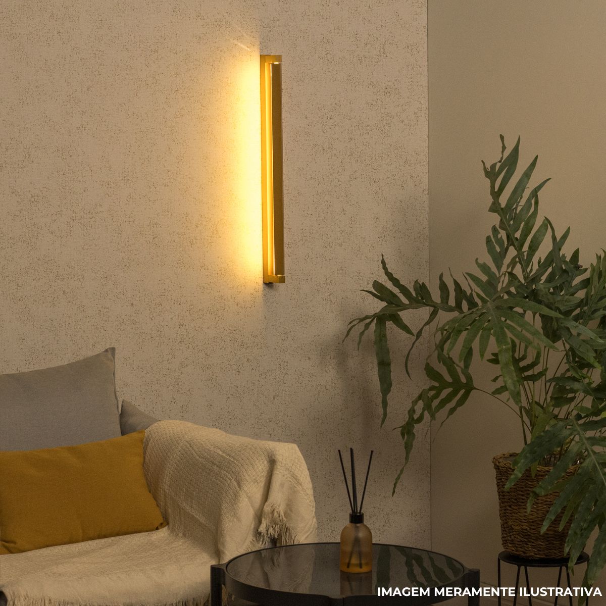 Luminária Arandela Led Lines Dourado 11W Bivolt 3000K Branco Quente C/Interruptor - Spotline