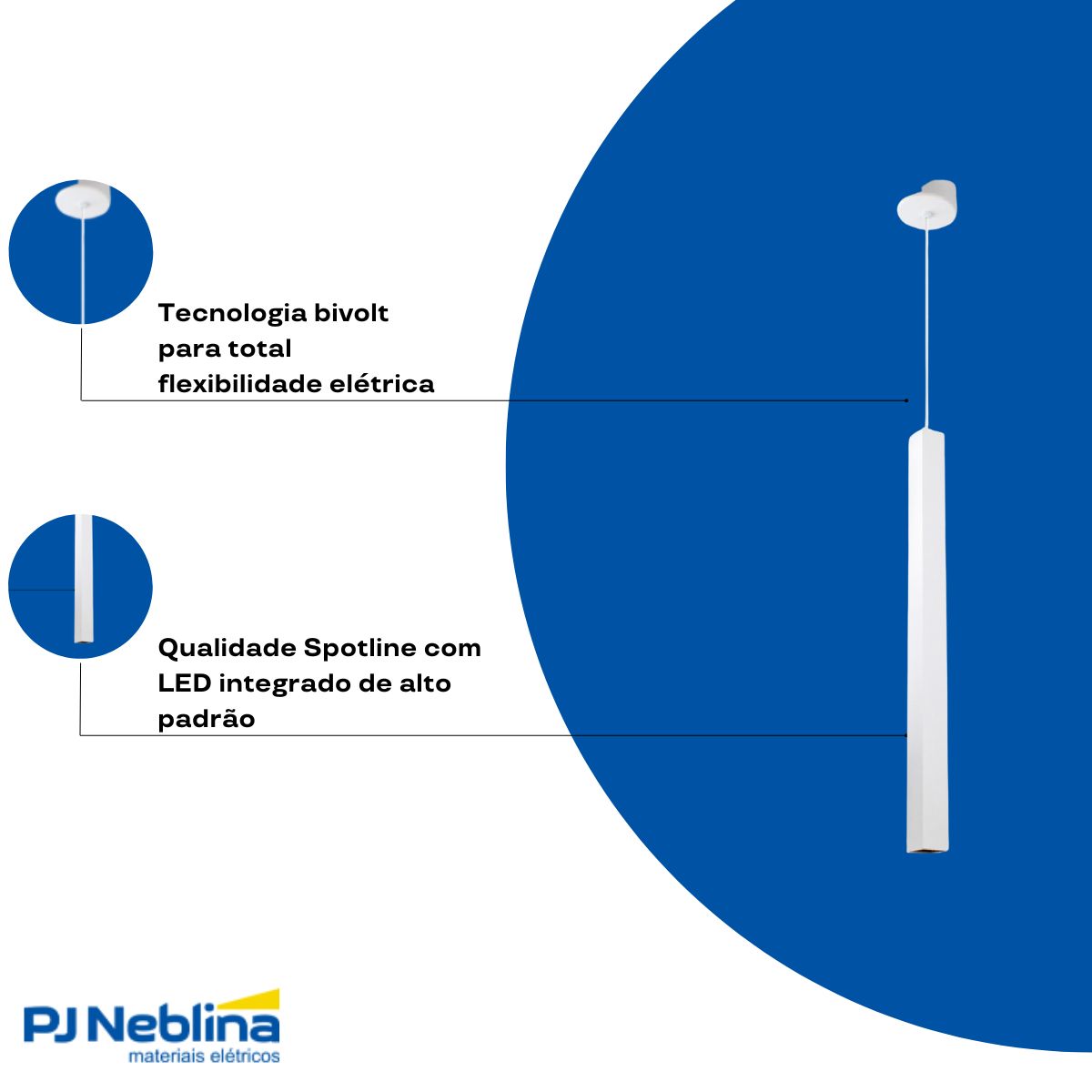 Luminária Pendente Led Box Branco 2W Bivolt 3000K Branco Quente 150Lm - Spotline