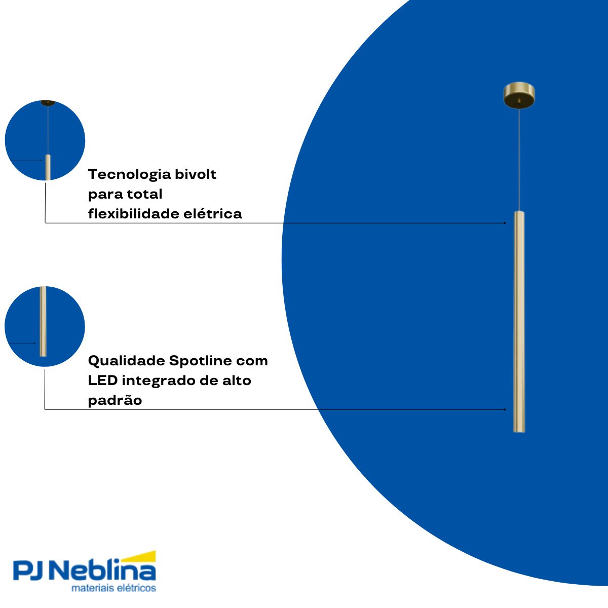 Luminária Pendente Led Hogar Dourado/Ono 3W Bivolt 3000K Branco Quente 225Lm - Spotline