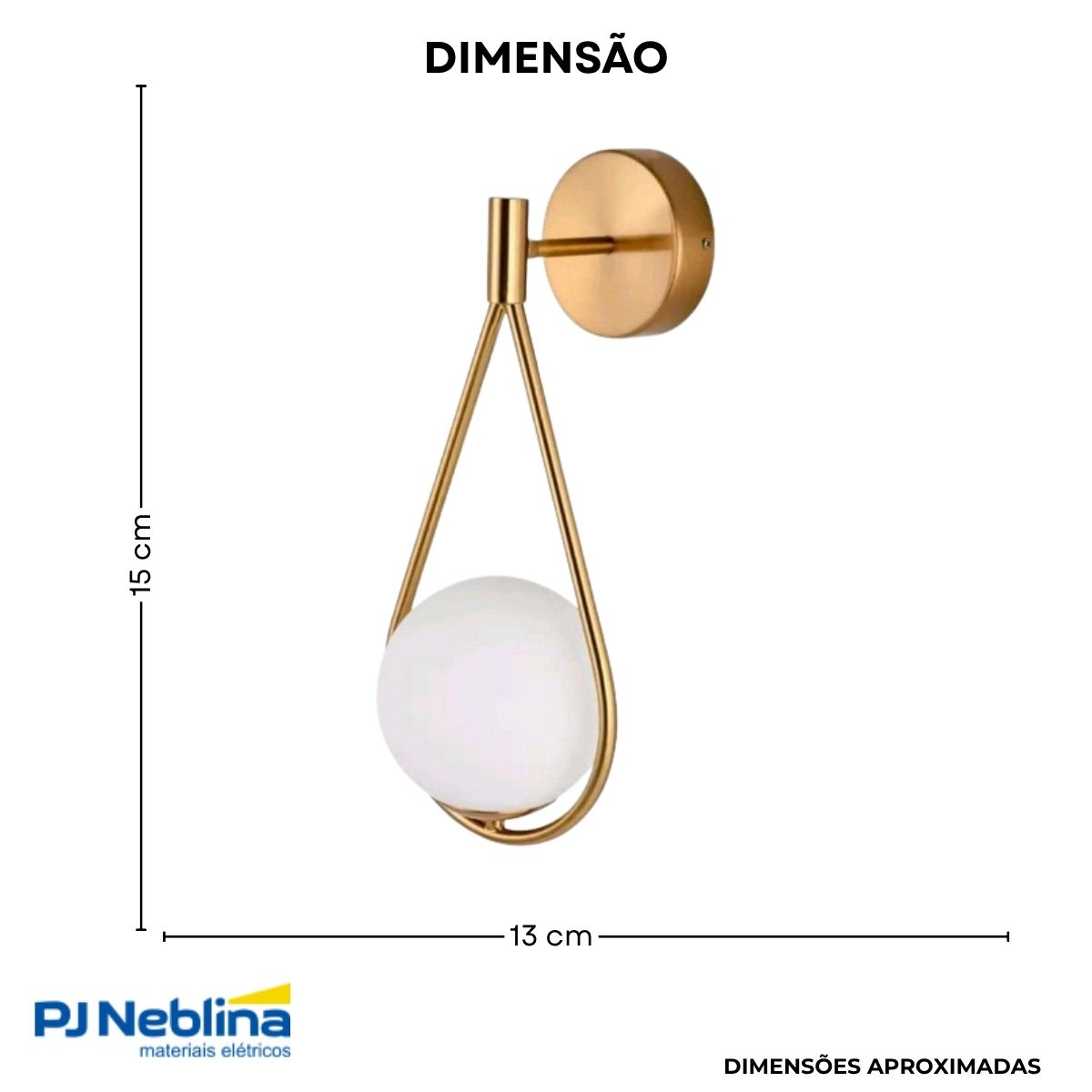 Luminária Arandela Gota Dourado/Ono P/Lâmpada Halopin/Bipino G9 Bivolt Difusor Vidro Leitoso - Spotline