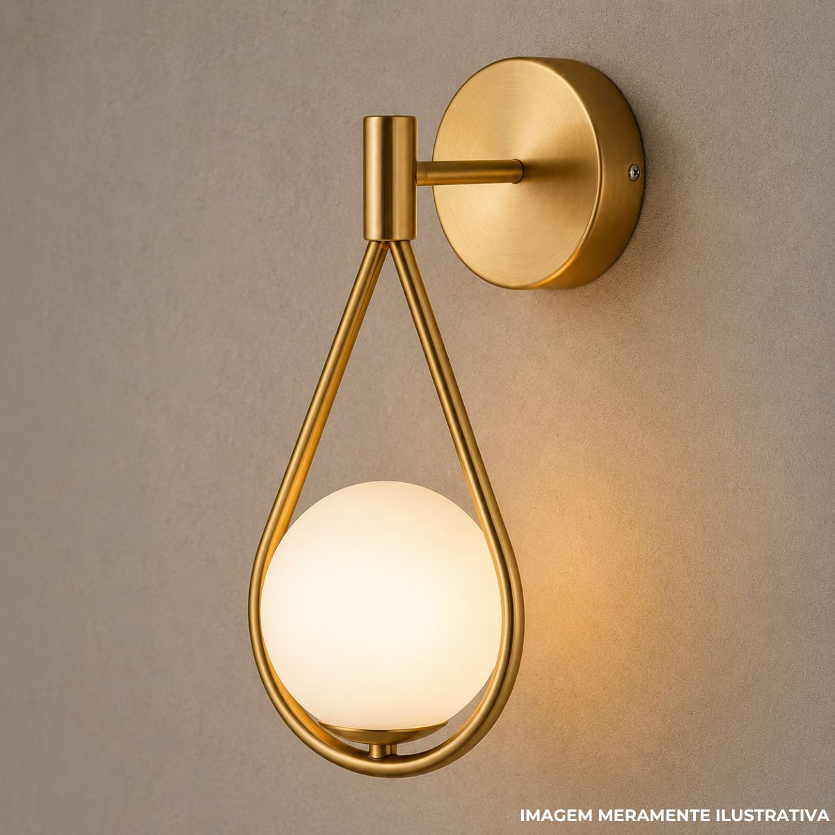 Luminária Arandela Gota Dourado/Ono P/Lâmpada Halopin/Bipino G9 Bivolt Difusor Vidro Leitoso - Spotline