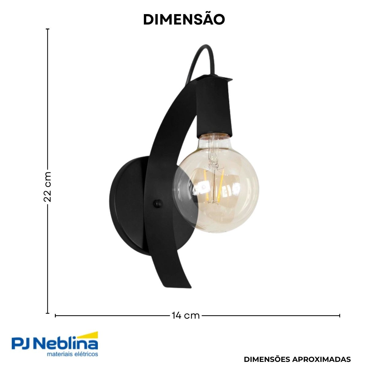 Luminária Arandela Ellos Preto E27 Bivolt - Spotline
