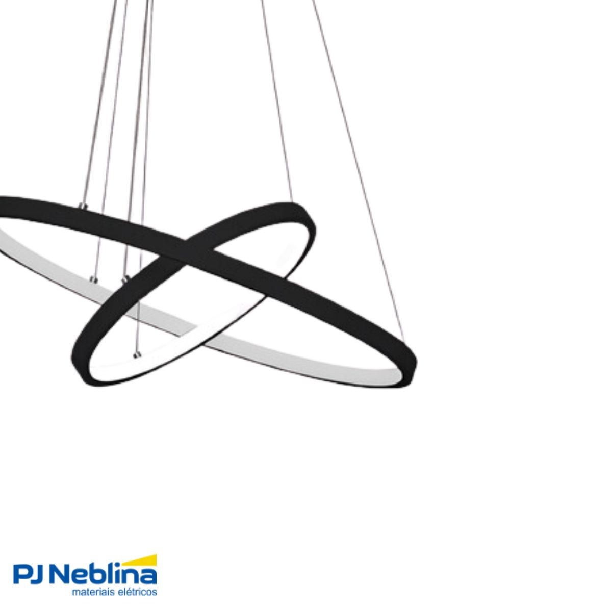 Luminária Pendente Led Ring Duplo Anel Preto 60W Bivolt 3000K Branco Quente 5000Lm - Sl Iluminação