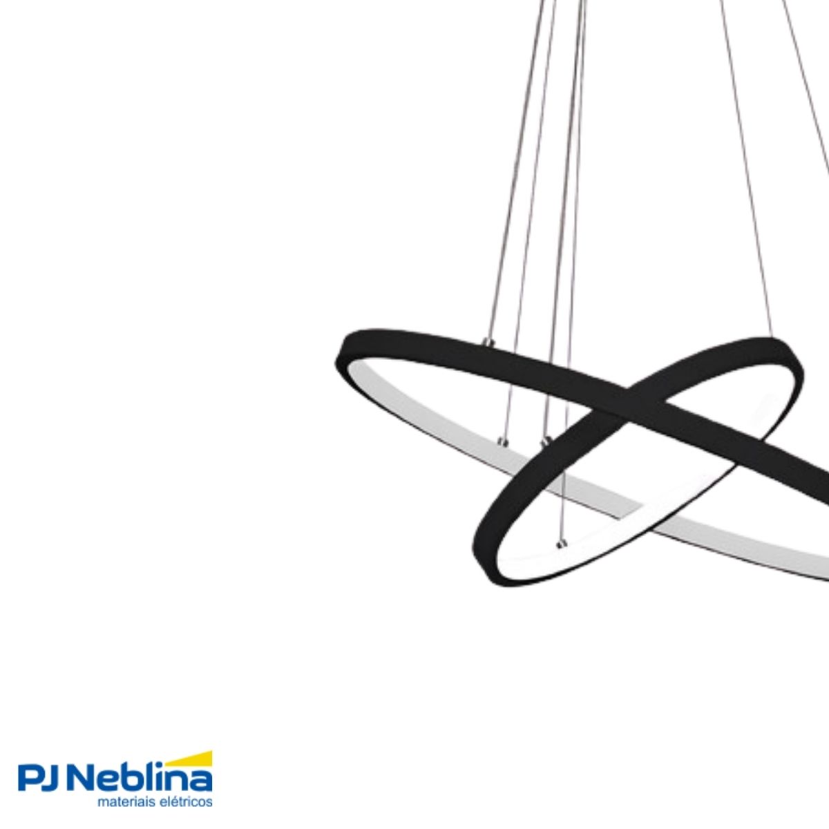 Luminária Pendente Led Ring Duplo Anel Preto 60W Bivolt 3000K Branco Quente 5000Lm - Sl Iluminação