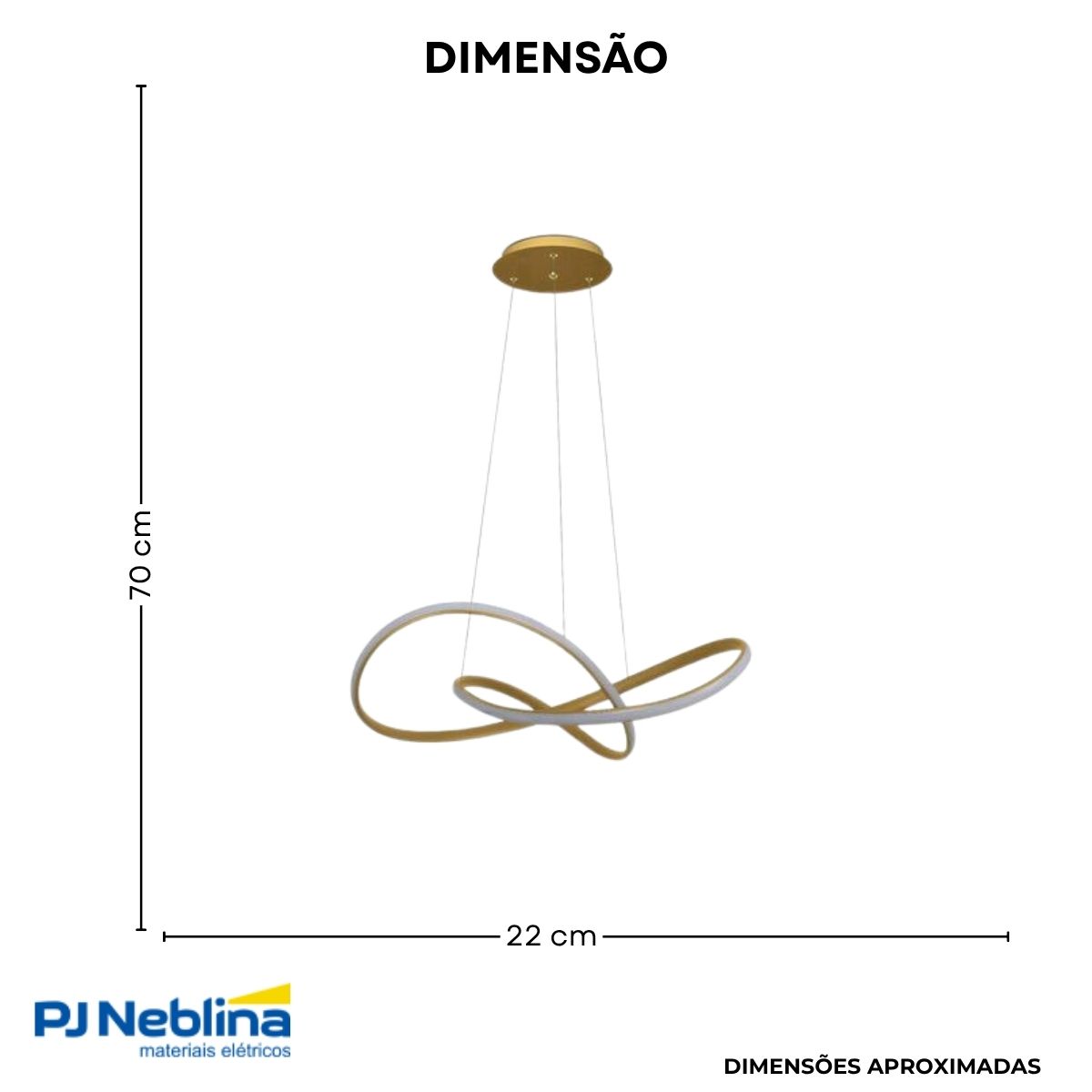 Luminária Pendente Led Trilha Dourado 30W Bivolt 3000K Branco Quente 2700Lm - Sl Iluminação