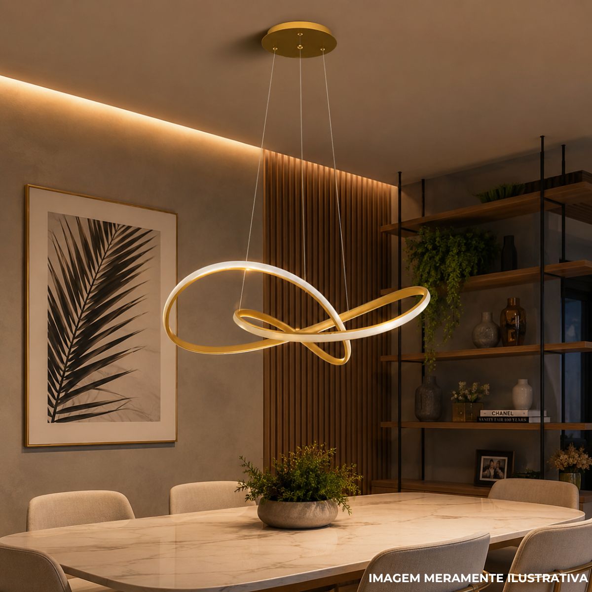 Luminária Pendente Led Trilha Dourado 30W Bivolt 3000K Branco Quente 2700Lm - Sl Iluminação