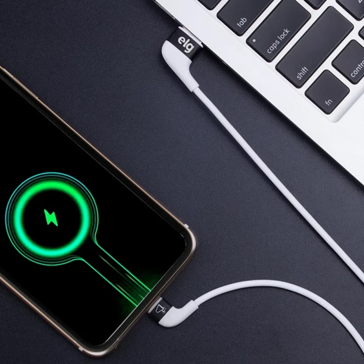 Cabo Usb Tipo C Carregador Branco 1 Metro Conector 90G 3A 15W XFTC10WH - Elg