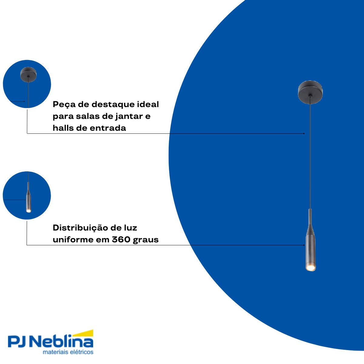 Luminária Pendente Led Set Preto 3W Bivolt 3000K Branco Quente 225Lm - Spotline