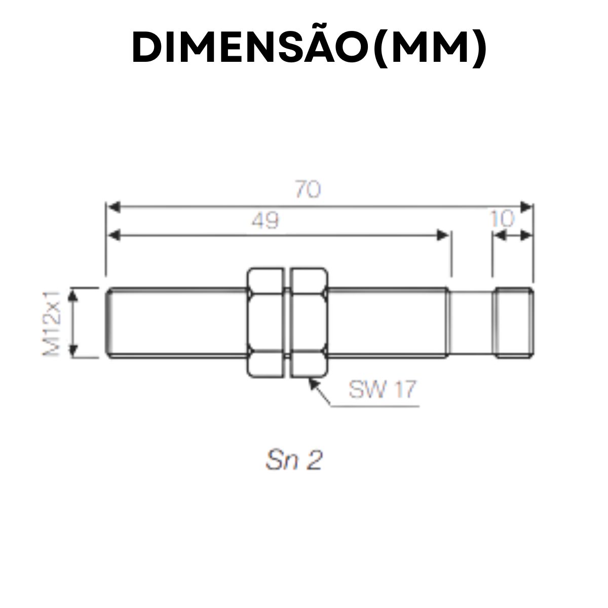 Sensor Indutivo Cilíndrico Roscado Sn=2Mm M12X1,00Mm Latão 4 Fios 10-30Vcc Conector M12 4 Pinos Pnp 1Na+1Nf Traseira Iluminada - Weg