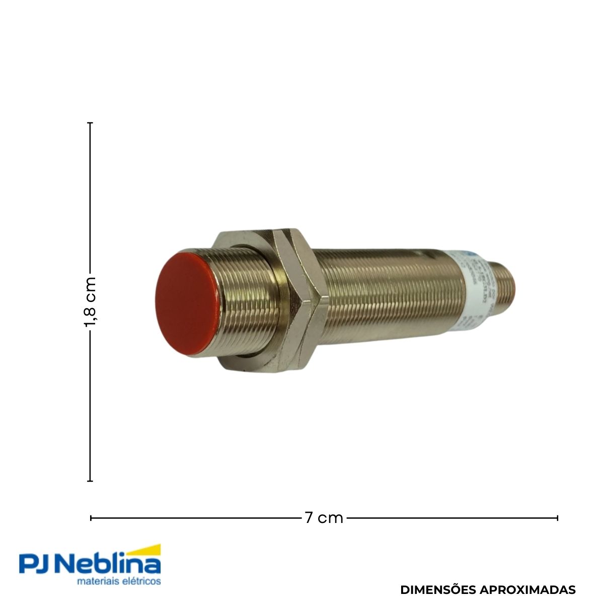 Sensor Indutivo Cilíndrico Roscado Sn=5Mm M18X1,00 mm Latão 4 Fios 10-30Vcc Conector M12 4 Pinos Npn 1Na+1Nf - Weg