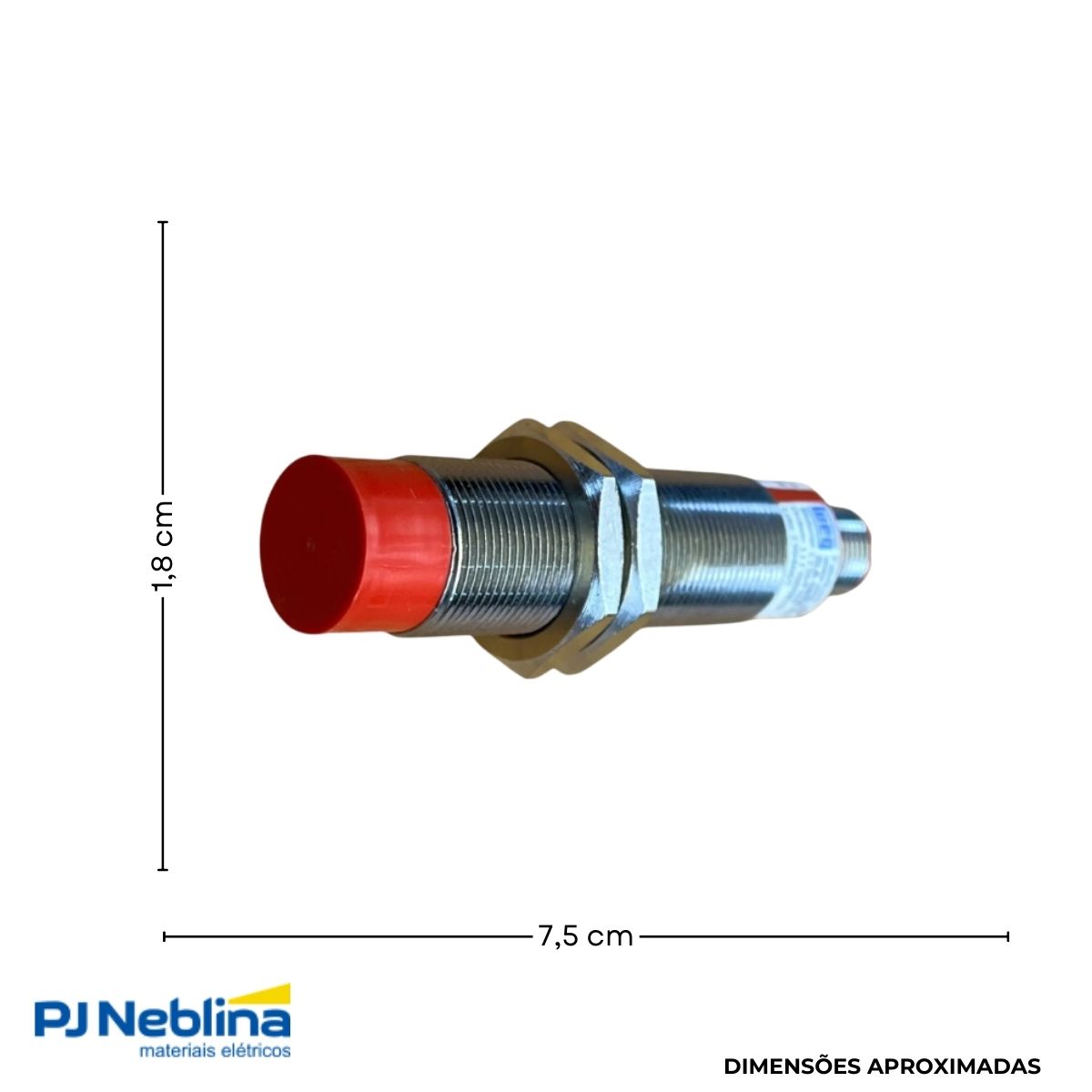 Sensor Indutivo Cilíndrico Roscado Sn=8Mm M18X1,00Mm Latão 4 Fios 10-30Vcc Conector M12 4 Pinos Npn 1Na+1Nf - Weg