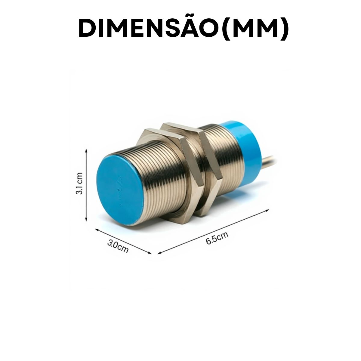 Sensor Indutivo Cilíndrico Roscado Sn=15 Mm M30X1,50Mm Latão 4 Fios 10-30Vcc Conector M12 4 Pinos Pnp 1Na+1Nf - Weg