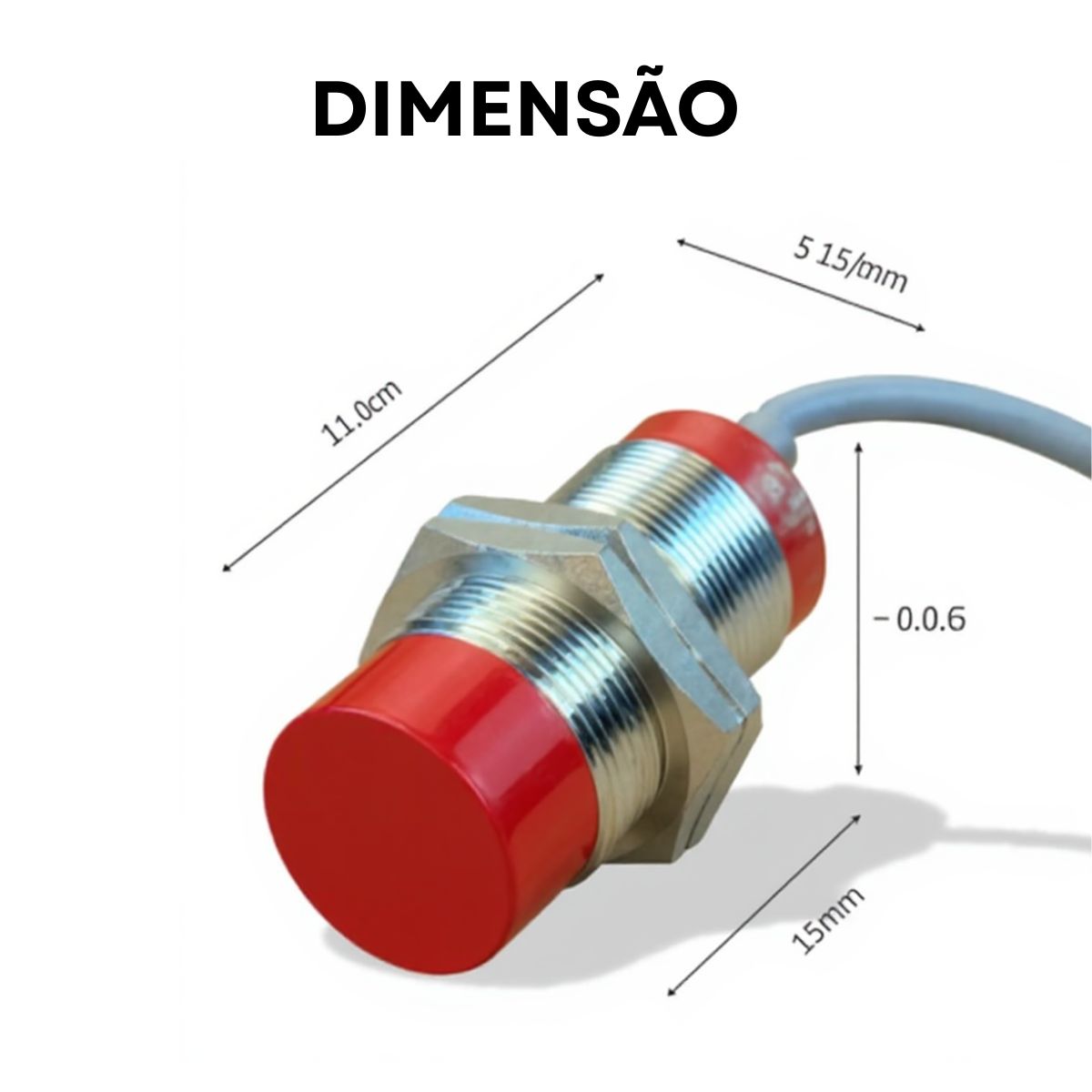 Sensor Indutivo Cilíndrico Roscado Sn=15Mm M30X1,50Mm Latão 4 Fios 10-30Vcc Conector M12 4 Pinos Npn 1Na+1Nf - Weg