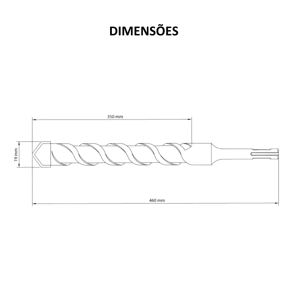 Broca Para Concreto 19X460Mm Master Aço Especial Com Encaixe Sds Plus 43148142 Tramontina