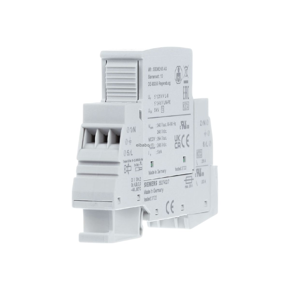 Protetor Surto Dps Monobloco Spd Tipo 3 2P 240/264V 25A 10Ka Cz Classe Iii Ip20 - Siemens
