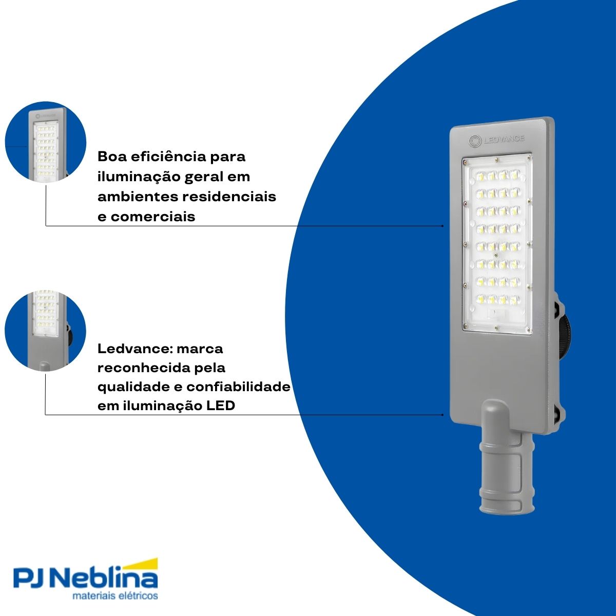 Luminária Publica Led Cinza 30W Bivolt 5000K Luz Do Dia 4050Lm Difusor Policarbonato Ip65 - Ledvance
