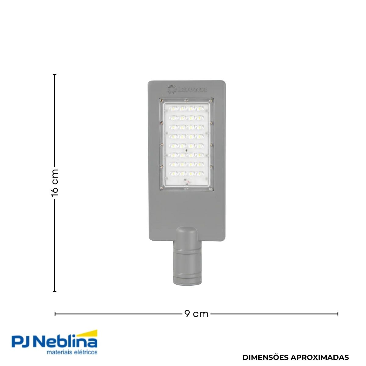 Luminária Publica Led Cinza 30W Bivolt 5000K Luz Do Dia 4050Lm Difusor Policarbonato Ip65 - Ledvance