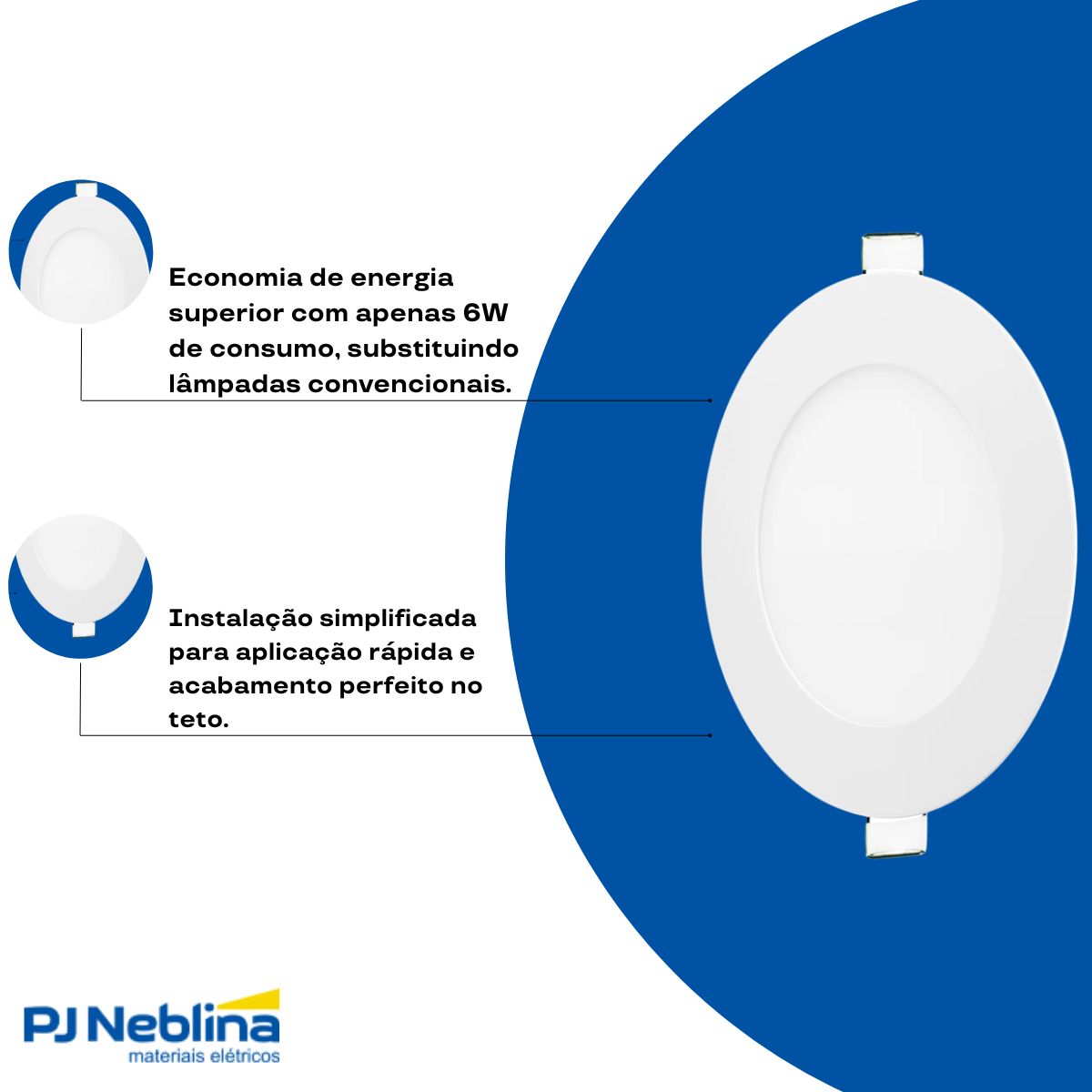 Luminária Painel Led Embutir Redondo Branco 6W Bivolt 3000K Branco Quente 400Lm Difusor Polipropileno - Ledvance