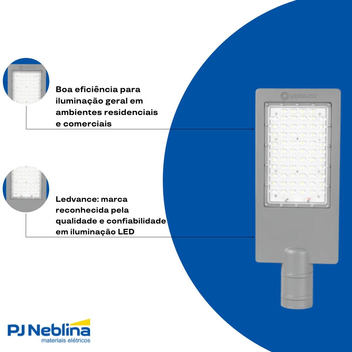 Luminária Publica Led Cinza 70W Bivolt 5000K Luz Do Dia 9450Lm Difusor Policarbonato Ip65 - Ledvance