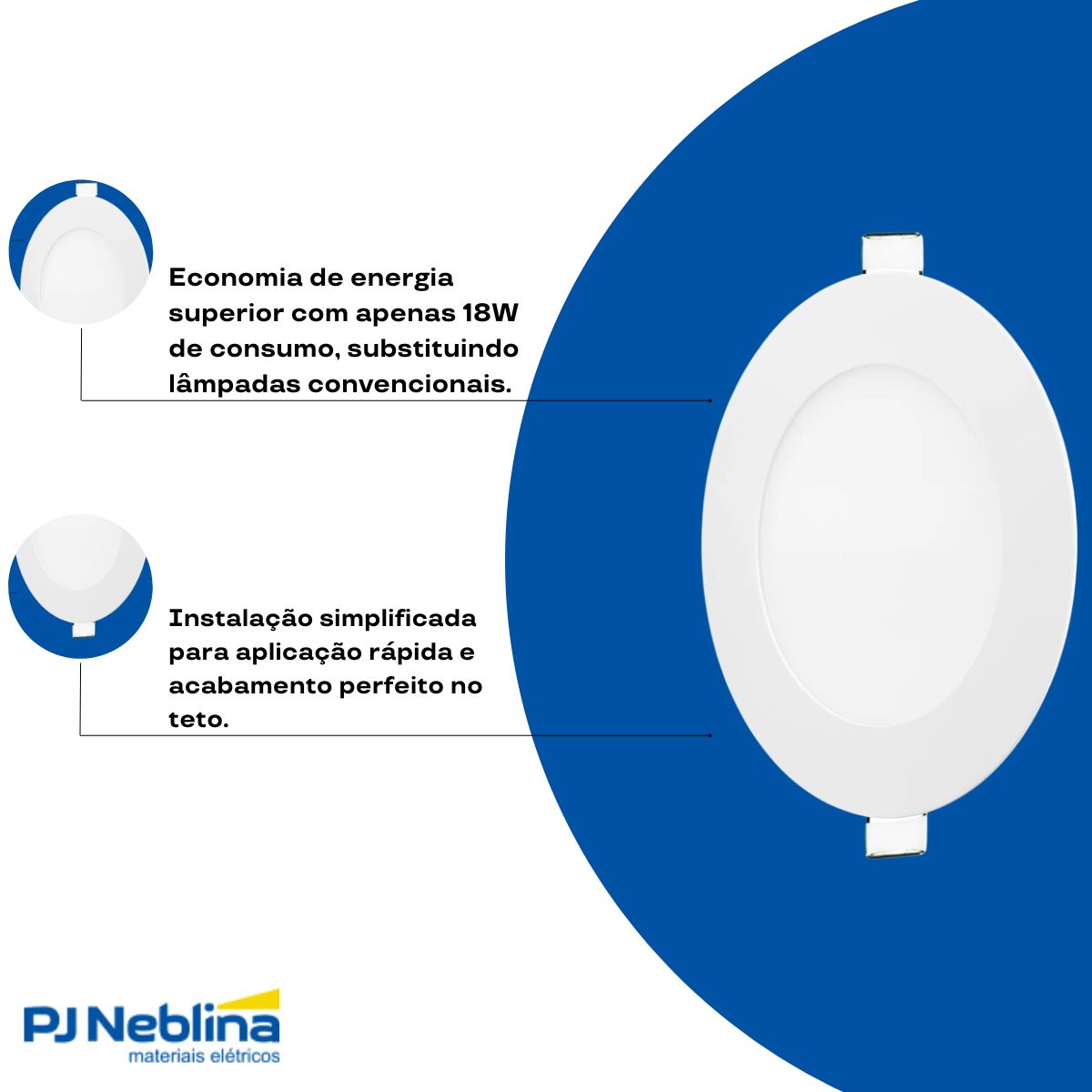 Luminária Painel Led Embutir Redonda Branco 18W Bivolt 3000K Branco Quente 1260Lm Difusor Polipropileno - Ledvance