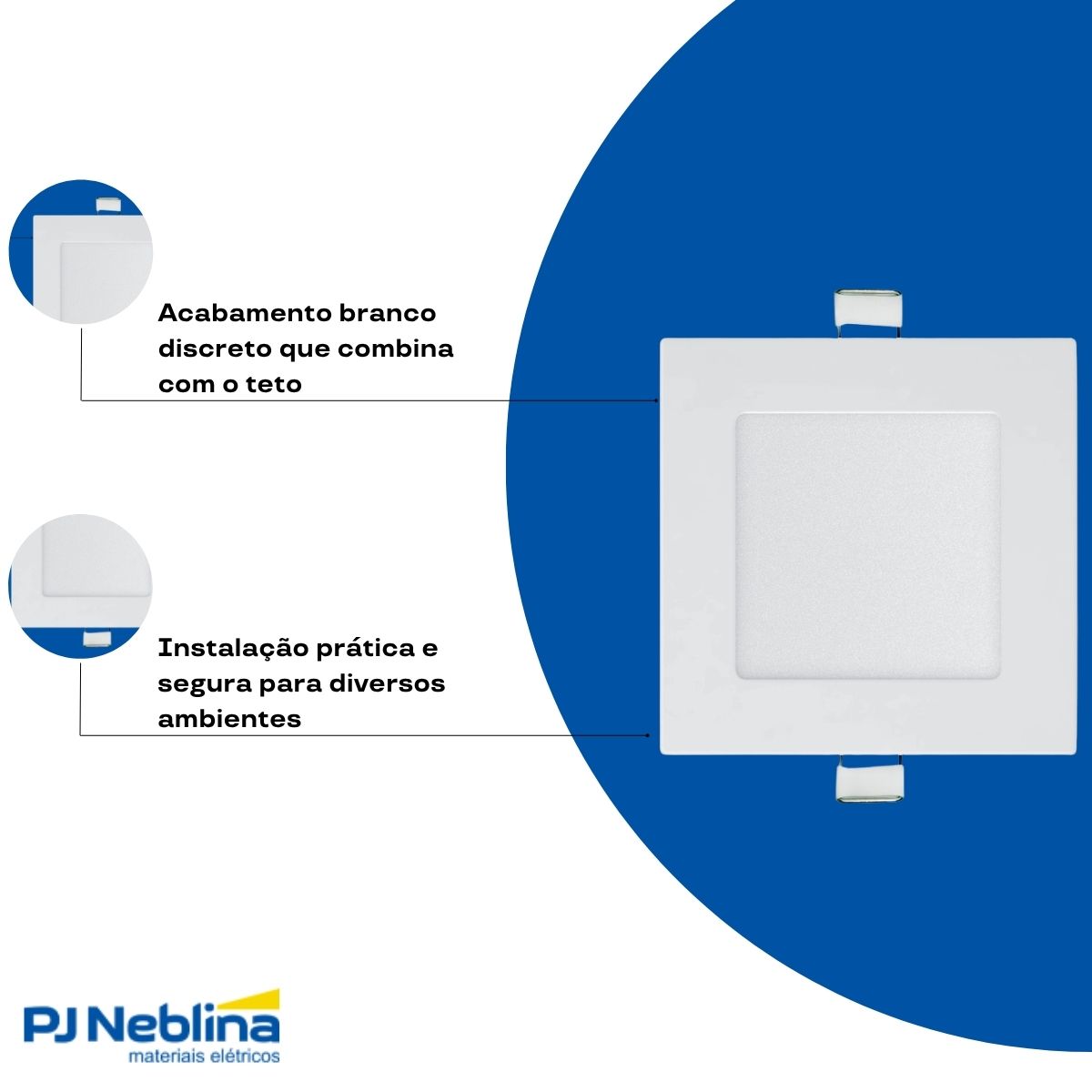 Luminária Painel Led Embutir Quadrado Branco 6W Bivolt 6500K Branco Frio 420Lm Difusor Polipropileno - Ledvance