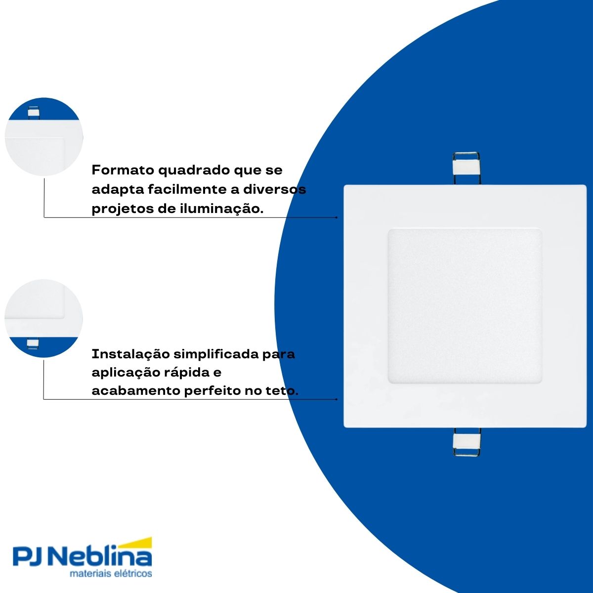 Luminária Painel Led Embutir Quadrado Branco 12W Bivolt 6500K Branco Frio 900Lm Difusor Polipropileno - Ledvance