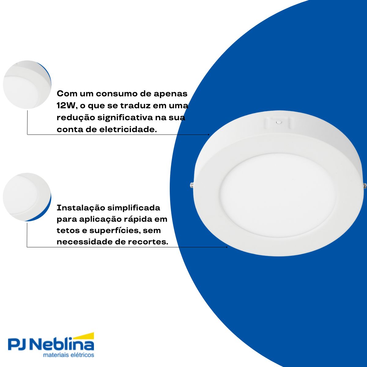 Luminária Plafon Led Sobrepor Redondo Branco 12W Bivolt 3000K Branco Quente 840Lm Difusor Polipropileno - Ledvance