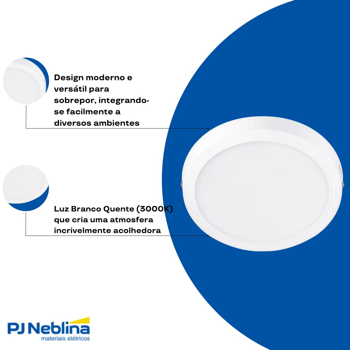 Luminária Plafon Led Sobrepor Redondo Branco 18W Bivolt 3000K Branco Quente 1260Lm Difusor Polipropileno - Ledvance